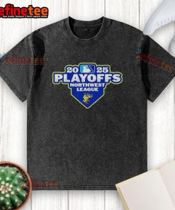 Official Everett AquaSox 2025 Playoff Northwest League logo on a washed t-shirt, perfect for fans and collectors.