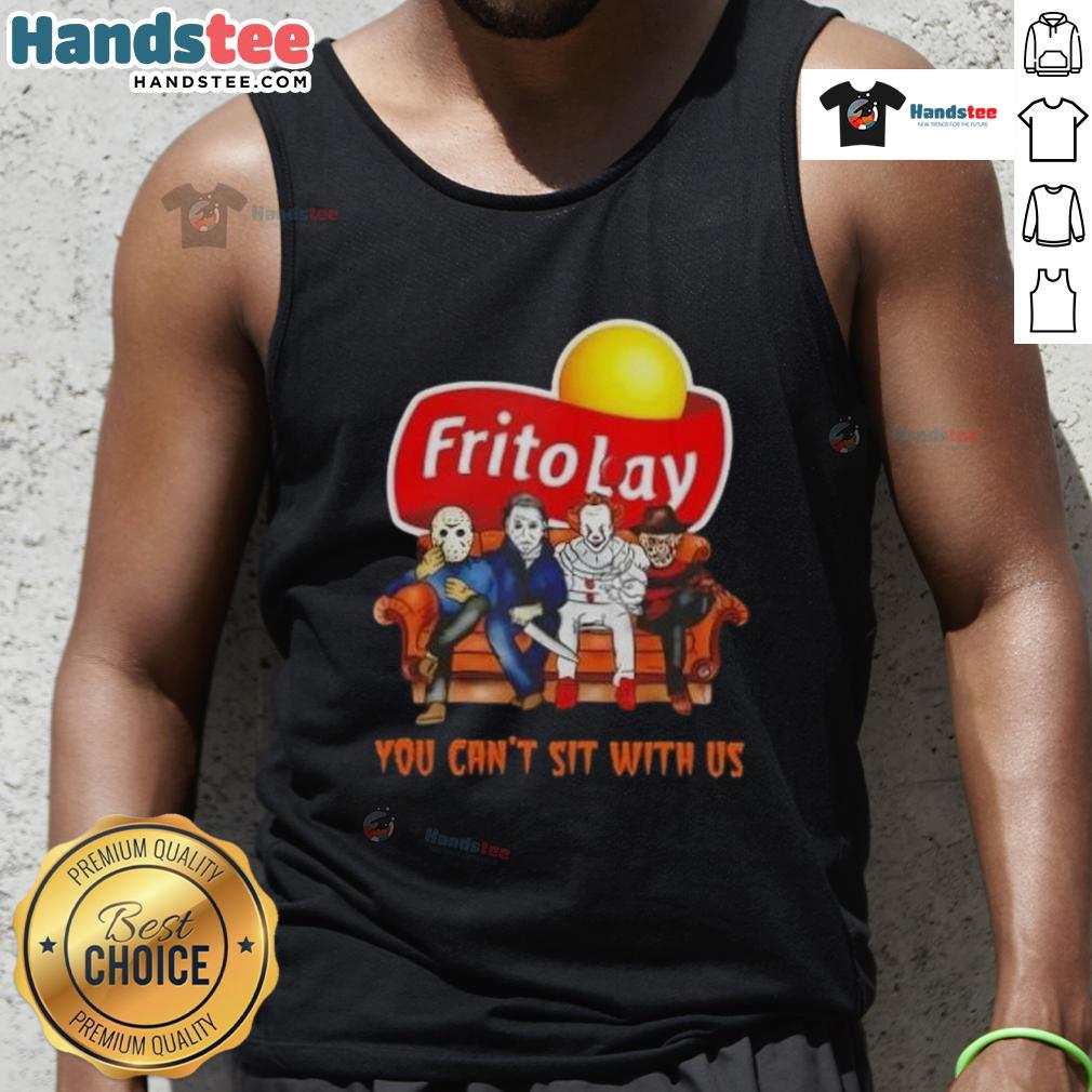 Official Frito Lay X Horror Movies Halloween You Can’T Sit With Us Tank Top Official Frito Lay X Horror Movies Halloween tank top featuring 'You Cant Sit With Us' design, perfect for spooky season.