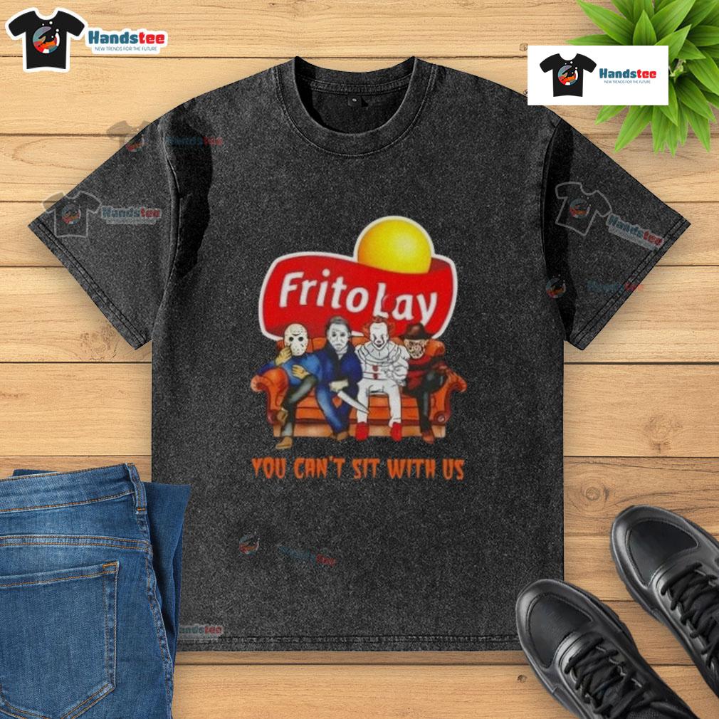 Official Frito Lay X Horror Movies Halloween You Can’T Sit With Us Washed T-Shirt Official Frito Lay X Horror Movies Halloween 'You Cant Sit With Us' washed t-shirt featuring a fun, spooky design.