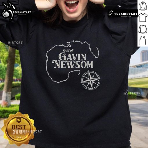 Alt Text: Official Gavin Newsom Gulf of Mexico Map Sweatshirt featuring a detailed map design on a stylish, cozy fabric.