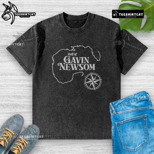Official Gavin Newsom Gulf of Mexico Map washed t-shirt featuring vibrant map design and comfortable fit.