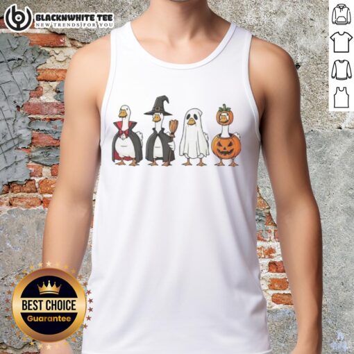 Official Geese Dress Up as a Halloween Character Tank Top featuring playful geese in costumes for festive fun.