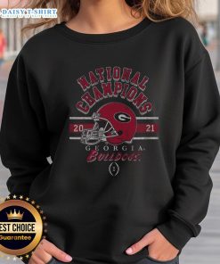 Official Georgia Bulldogs 2021 CFP National Champions sweatshirt featuring team colors and logo.
