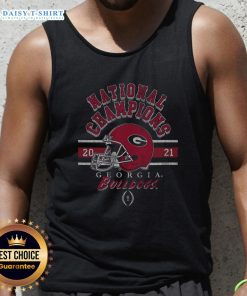 Official Georgia Bulldogs 2021 CFP National Champions tank top featuring team colors and logo for fans and supporters.