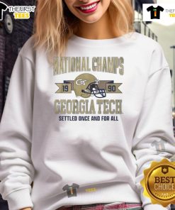 Official Georgia Tech Yellow Jackets Football 1990 National Champs helmet sweatshirt in gold and black colors.