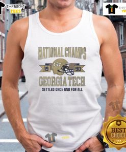 Official Georgia Tech Yellow Jackets Football 1990 National Champs helmet tank top showcasing team pride and championship history.