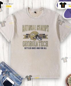 Alt Text: Georgia Tech Yellow Jackets Football 1990 National Champs Helmet Washed T-Shirt featuring vintage team logo.