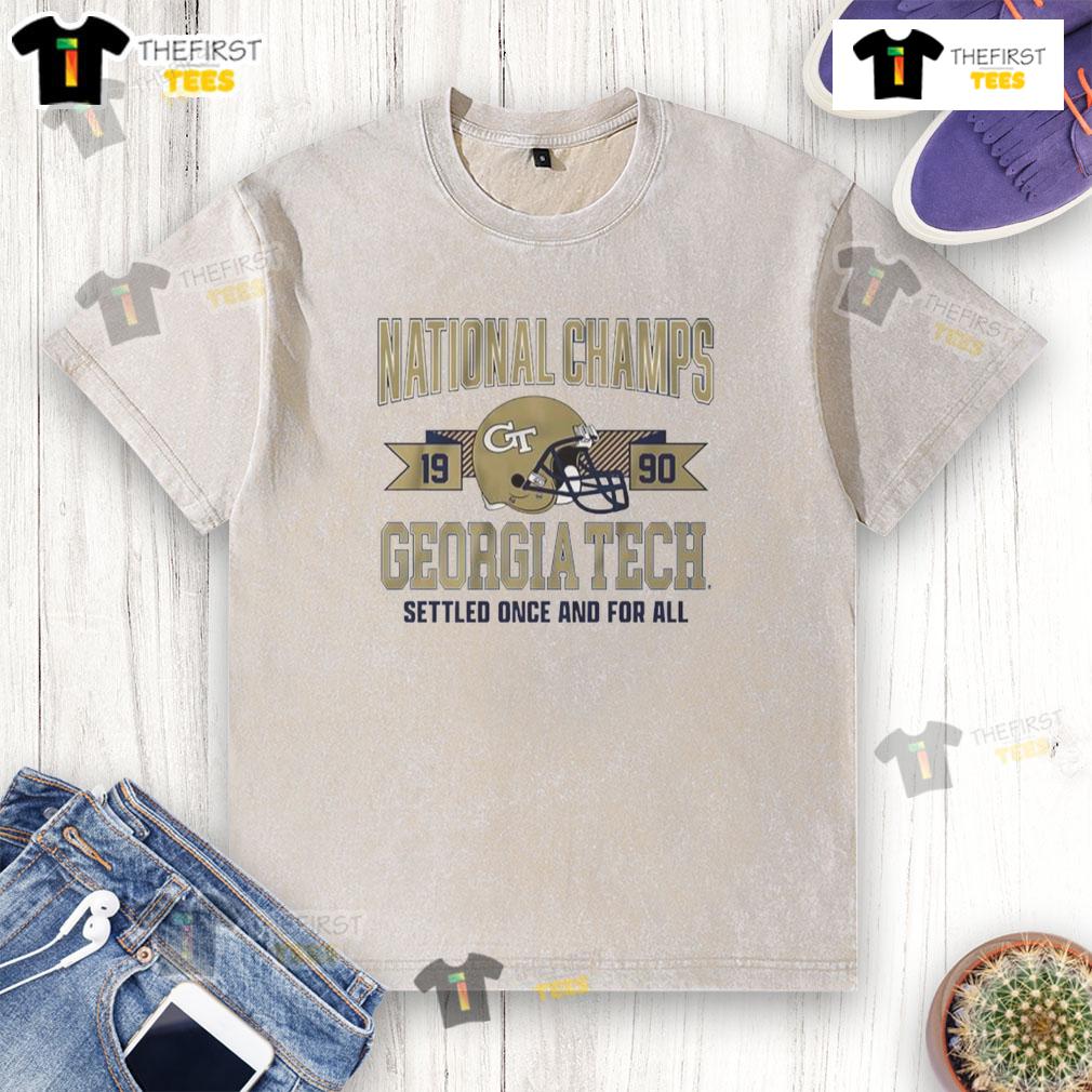 Official Georgia Tech Yellow Jackets Football 1990 National Champs Helmet Washed T-Shirt Alt Text: Georgia Tech Yellow Jackets Football 1990 National Champs Helmet Washed T-Shirt featuring vintage team logo.