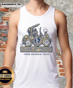 Official Georgia Tech Yellow Jackets Football Ramblin Wreck Ringer Tank Top for fans, showcasing team spirit and style.