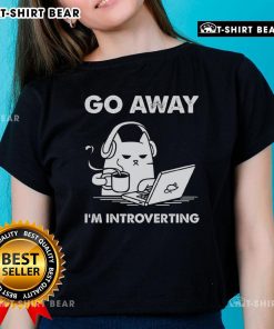 Official Go Away I'm Introverting Ladies Tee design featuring a stylish, casual graphic for introverts and comfy wear.