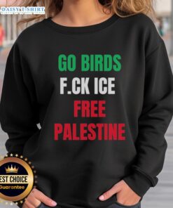 Official Go Birds F.Ck Ice Free Palestine Shirt worn by Hannah Einbinder at the Emmy Awards - stylish and impactful.
