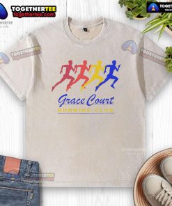 Official Grace Court Running Club washed t-shirt in soft fabric, featuring the club logo and vibrant colors for runners.