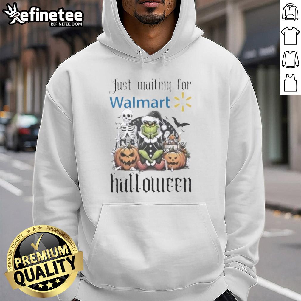 Official Grinch Just Waiting For Walmart Halloween Hoodie Official Grinch Halloween hoodie available at Walmart, featuring the Grinch in festive colors perfect for Halloween.