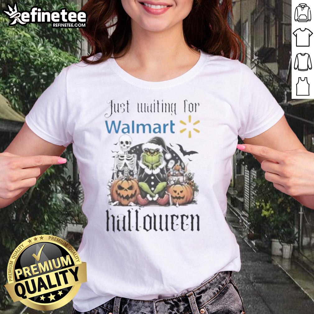 Official Grinch Just Waiting For Walmart Halloween Ladies Tee Official Grinch Halloween ladies tee featuring a festive design, perfect for Halloween celebrations at Walmart.