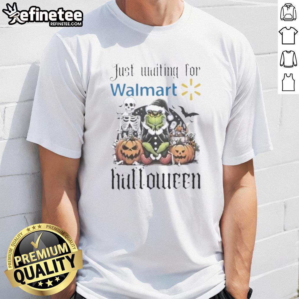 Official Grinch Just Waiting For Walmart Halloween T Shirt Official Grinch Halloween T-Shirt available at Walmart featuring the Grinch in a festive design, perfect for Halloween.