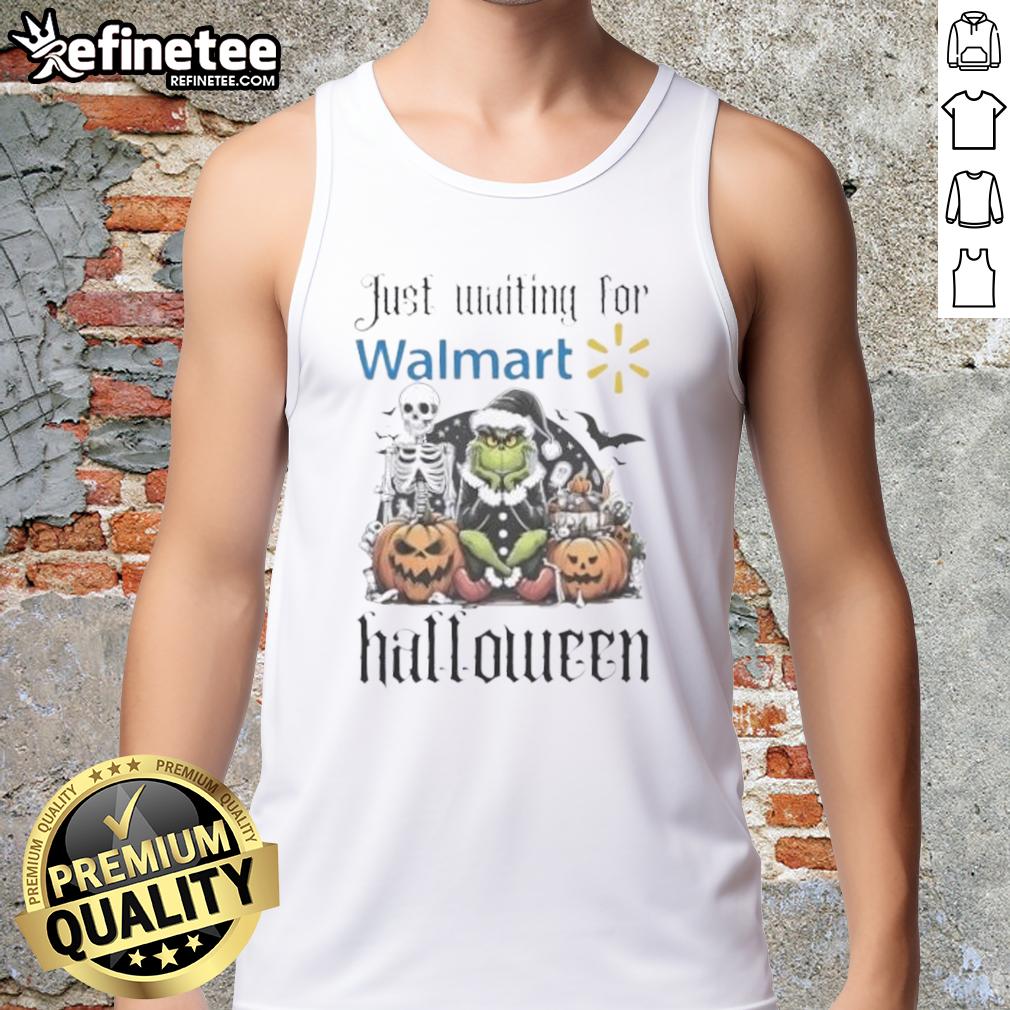 Official Grinch Just Waiting For Walmart Halloween Tank Top Official Grinch Halloween tank top available at Walmart, featuring a festive design perfect for Halloween celebrations.