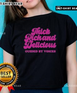 Official Guided By Voices Thick Rick and Delicious Ladies Tee featuring vibrant design and soft fabric for fans.