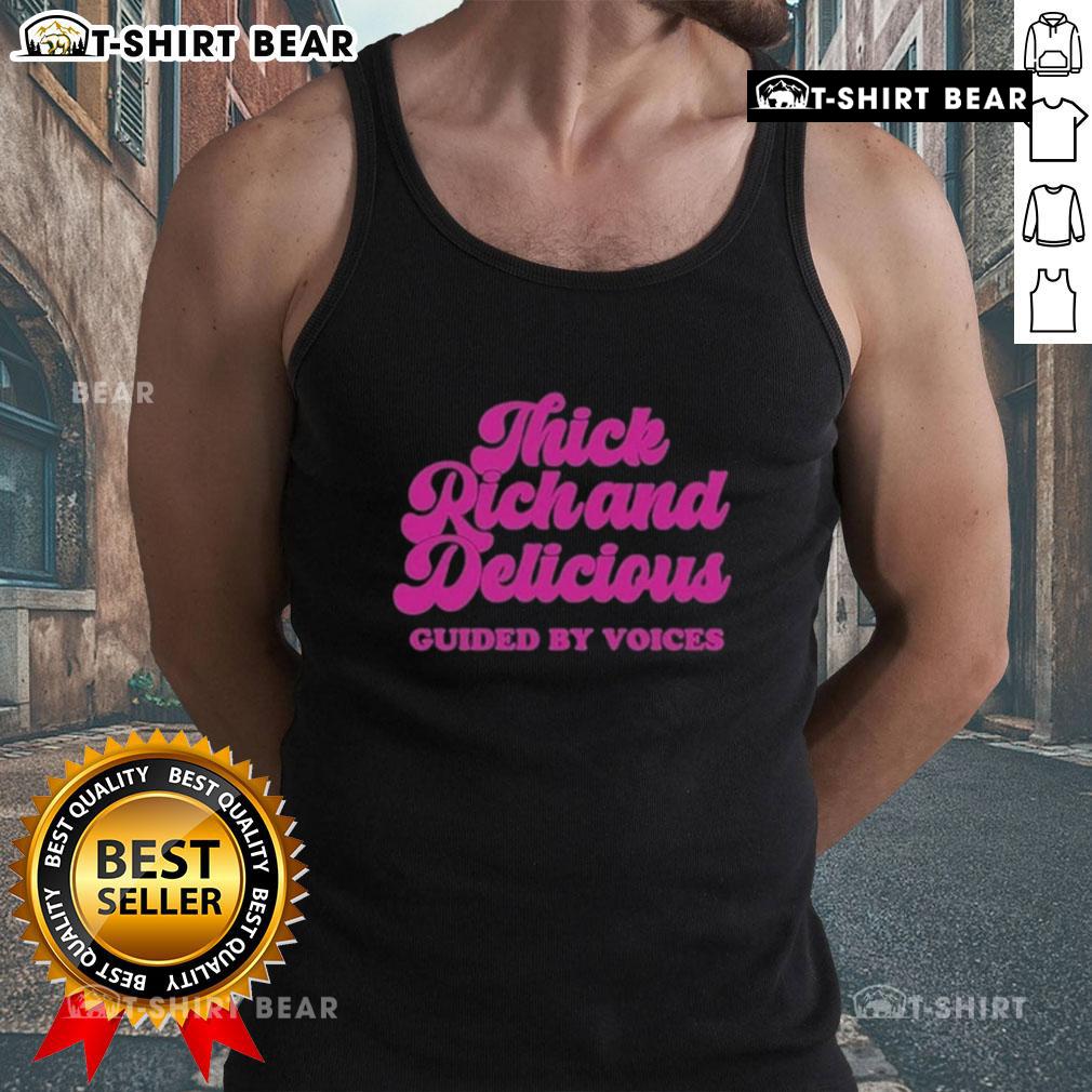 Official Guided By Voices Thick Rick And Delicious Tank Top Alt Text: Official Guided by Voices Thick Rick and Delicious tank top featuring vibrant graphics and comfortable fit.