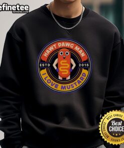 Alt Text: Official Hawt Dawg Man I Love Mustard Sweatshirt, established 2015, featuring bold graphics and a comfortable fit.