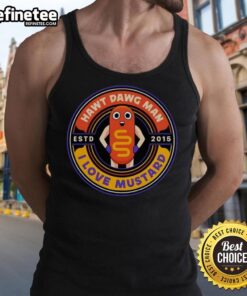 Official Hawt Dawg Man I Love Mustard Est 2015 tank top in vibrant colors, perfect for mustard lovers and summer wear.