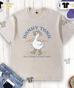 Official Honky Tonk Two Stepping The Night Away Goose Washed T-Shirt featuring a vintage design and comfortable fit.