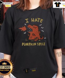 Official I Hate Pumpkin Spice Ladies Tee, featuring bold text design on a stylish women's shirt perfect for fall fashion.