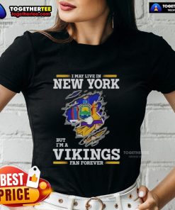 Official Minnesota Vikings fan ladies tee, showcasing pride for Minnesota while living in New York.