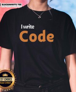 Official I Write Code Ladies Tee featuring a stylish design perfect for women in tech and coding enthusiasts.