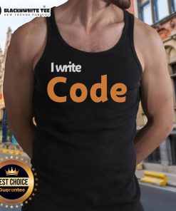 Official I Write Code Tank Top featuring a stylish design for coding enthusiasts and programmers.