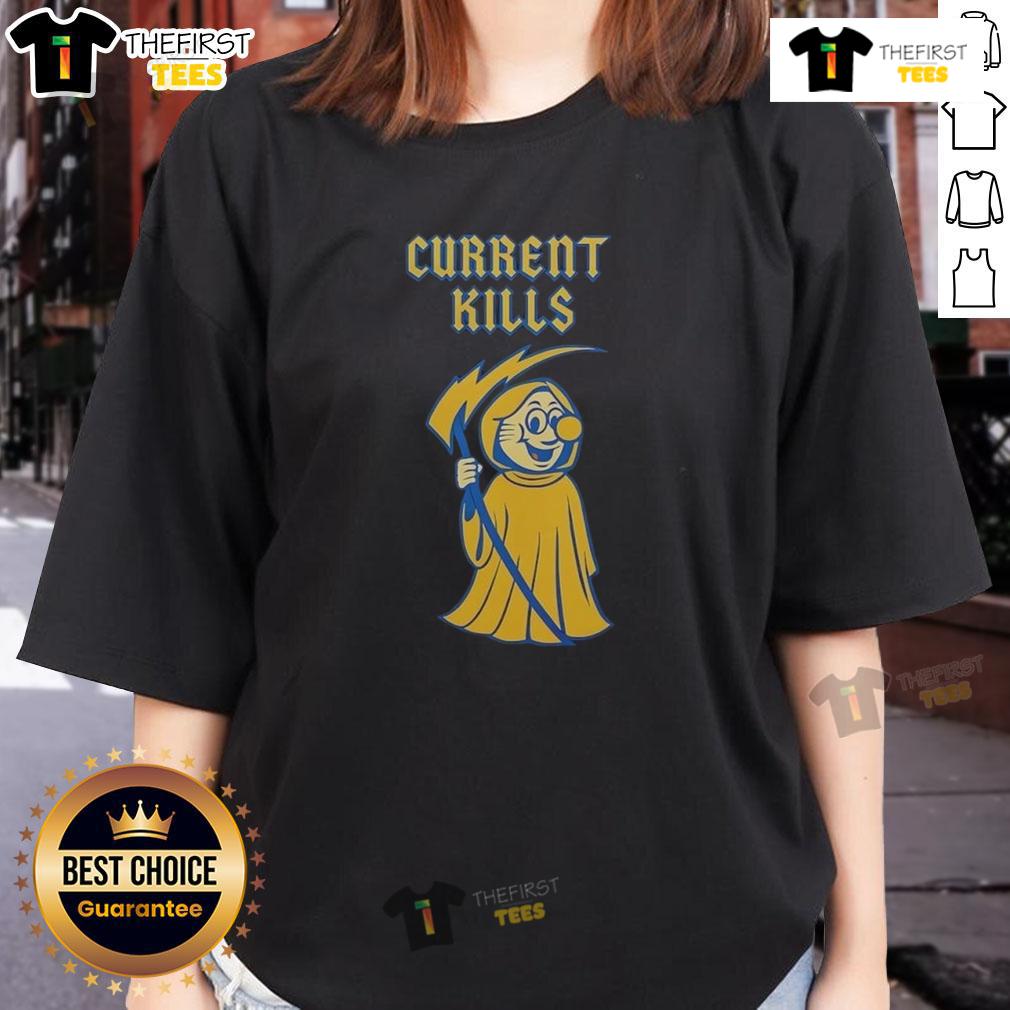 Official Ibew 48 Current Kills Ladies Tee Official IBEW 48 Current Kills Ladies Tee featuring a stylish design for women in the electrical industry.