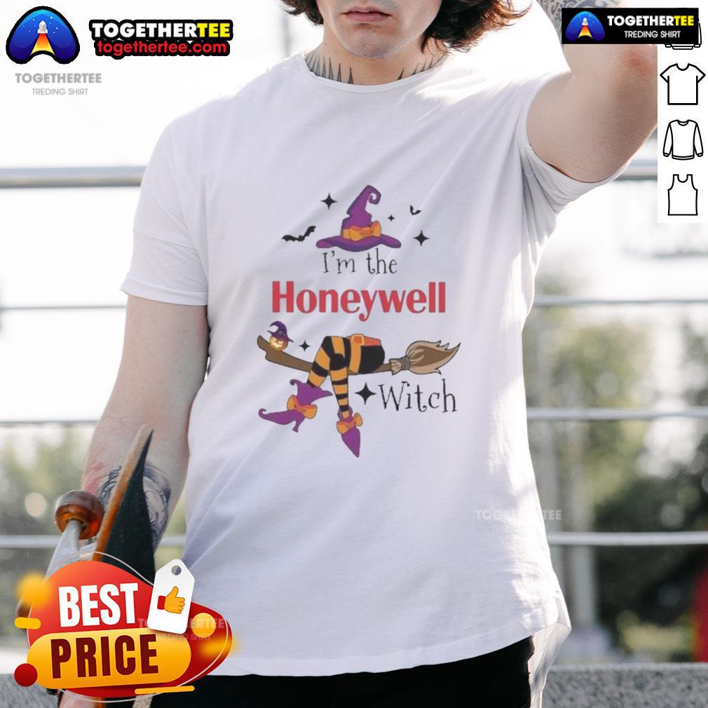 Official I'M The Honeywell Witch Halloween T Shirt Alt Text: Official I'M The Honeywell Witch Halloween T-Shirt featuring a whimsical witch graphic, perfect for festive celebrations.