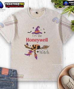 Official I'm The Honeywell Witch Halloween Washed T-Shirt featuring a spooky design perfect for Halloween celebrations.