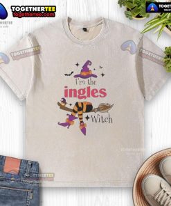 Official I'm The Ingles Witch Halloween washed t-shirt featuring a spooky design, perfect for Halloween festivities.