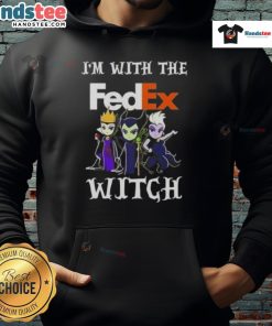 Official 'I'm With The FedEx Witch' Halloween hoodie featuring a spooky design, perfect for Halloween enthusiasts.