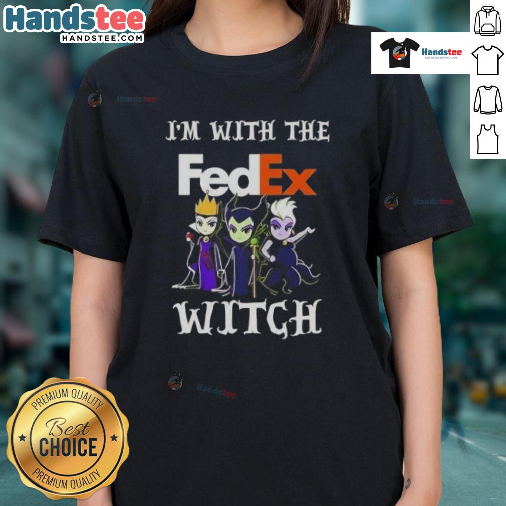 Official I'M With The Fedex Witch Villains Halloween Ladies Tee Official 'I'm With The FedEx Witch' Halloween Ladies Tee featuring a fun design for festive celebrations.