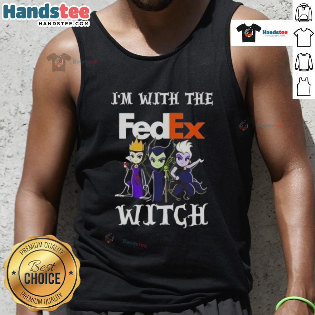 Official I'M With The Fedex Witch Villains Halloween Tank Top Alt Text: Official I'm With The FedEx Witch Villains Halloween Tank Top featuring a spooky design perfect for Halloween festivities.