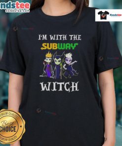 Official I'm With The Subway Witch Villains Halloween Ladies Tee featuring a spooky design perfect for Halloween celebrations.