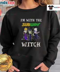Alt Text: Official I'm With The Subway Witch Villains Halloween Sweatshirt featuring a spooky design perfect for Halloween festivities.