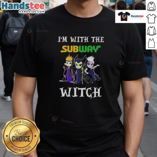 Alt Text: Official I'M With The Subway Witch Villains Halloween T-Shirt featuring a spooky design perfect for Halloween festivities.