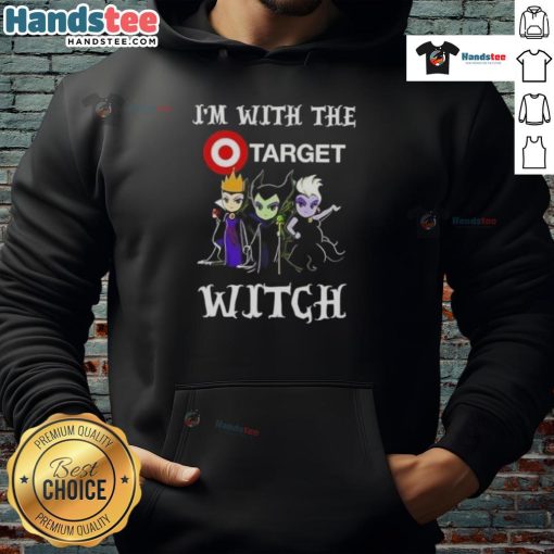 Official Im With The Target Witch Villains Halloween Hoodie for spooky season style and festive fun.