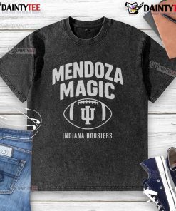 Official Indiana Hoosiers Football Fernando Mendoza Magic Washed T-Shirt in crimson, featuring team logo and stylish design.