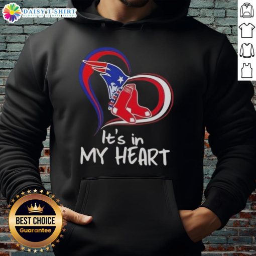Official England Patriots and Boston Red Sox hoodie, showcasing team logos on a stylish design for fans.