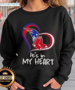 Alt Text: Official Its In My Heart England Patriots and Boston Red Sox sweatshirt showcasing team pride and stylish design.