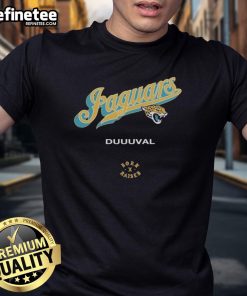 Official Jacksonville Jaguars Born X Raised Duuuval T-Shirt featuring bold team graphics and vibrant colors.