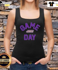Alt Text: Official James Madison Dukes Game Day logo on a college tank top, perfect for spirited fans and game day wear.
