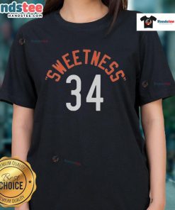 Official Jason Kelce Sweetness 34 Ladies Tee featuring a stylish design perfect for fans of the Philadelphia Eagles.