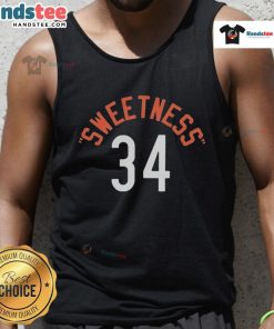 Alt Text: Official Jason Kelce Sweetness 34 Tank Top featuring a stylish design for fans of the Philadelphia Eagles.