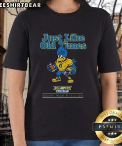 Alt Text: Delaware Football Hens win against Connecticut on 09/13/2025, featuring the official 'Just Like Old Times' ladies tee.