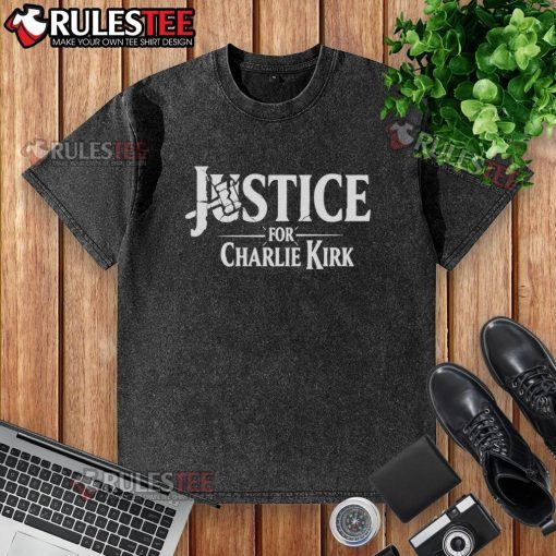 Official Justice For Charlie Kirk 2025 Hammer Of Justice Washed T-Shirt featuring bold graphic design and soft fabric.
