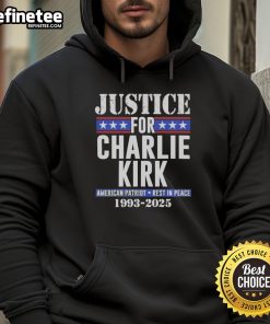 Official Justice For Charlie Kirk American Patriot hoodie, honoring his legacy with 'Rest In Peace 1993-2025' design.